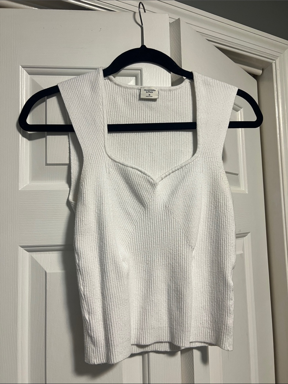 Abercrombie & Fitch White Ribbed Square-Neck Tank
